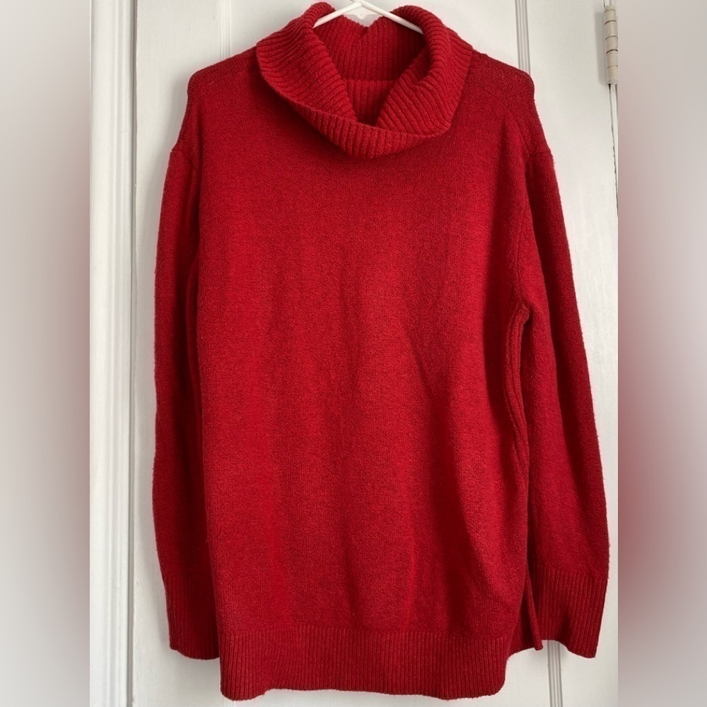 SO Red Turtleneck Long Sleeves Sweater, Size: Small